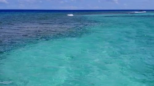 Drone view seascape of exotic bay beach by blue sea with sand background