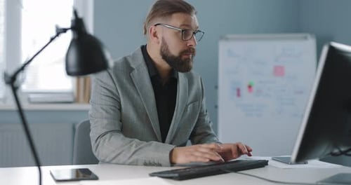 Man Working on Pc at Office