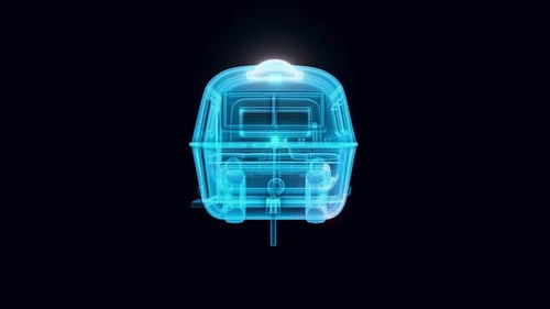 Futuristic Holographic Camper Van Rotating 3D Model