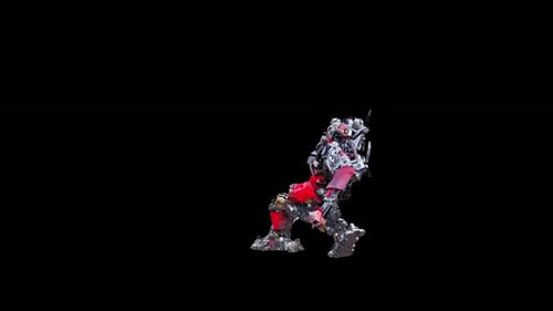 Futuristic 3D Robot Performing Dynamic Actions on Transparent Background