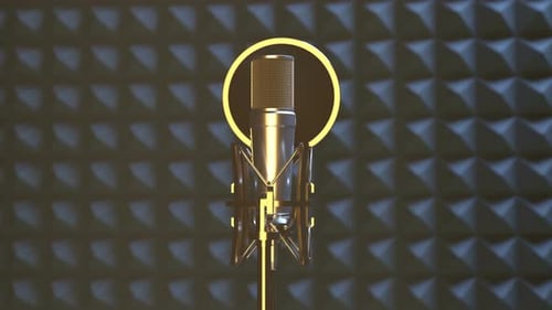 Professional Microphone in Sound Recording Studio