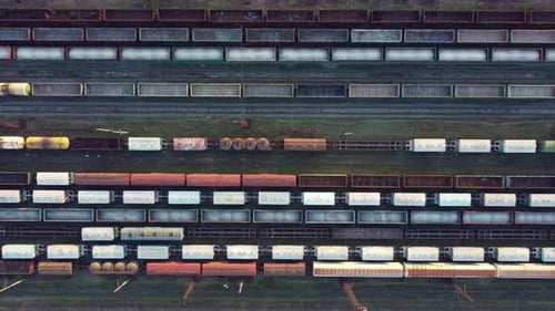 Vista aérea dos vagões ferroviários