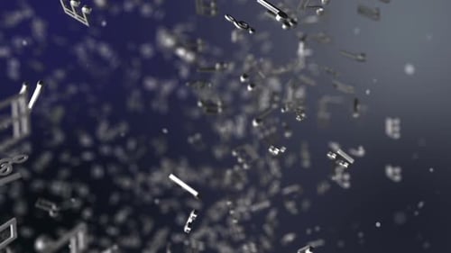 Flying 3D Silver Music Notes Seamless Loop Background