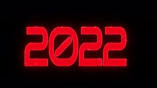 Schimmernde Zahlen 2022 auf schwarzem Hintergrund
