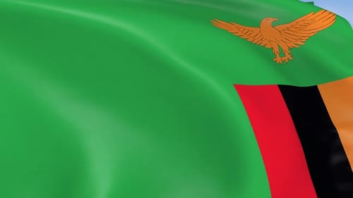 Zambia National Flag Waving Seamless Loop Animation
