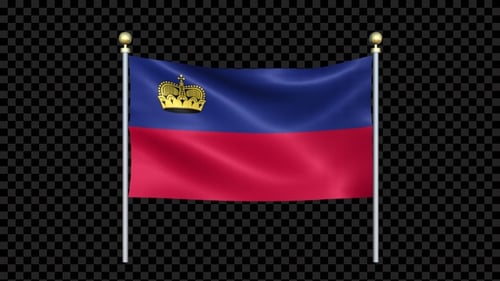 Waving Liechtenstein Flag with Alpha Channel