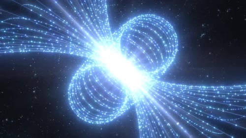 Schöne magnetische Kraftfeldlinien von Quasar Energy Star im Weltraum - 4K
