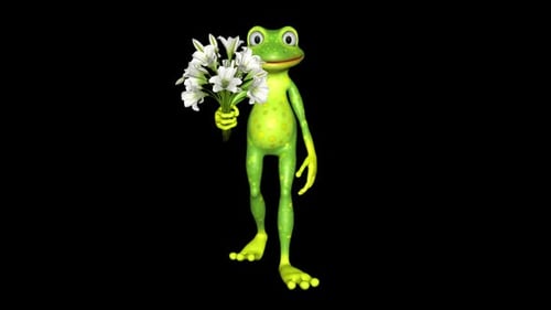 Frosch zeigt Blumen Looped Alpha Channel