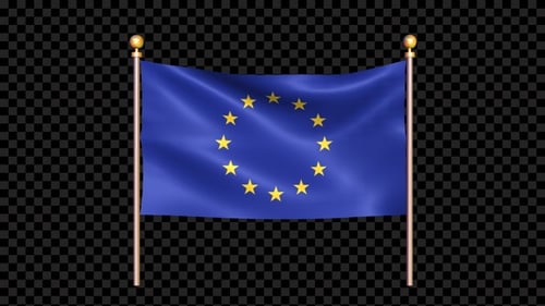 Waving European Union Flag Animation with Alpha Channel