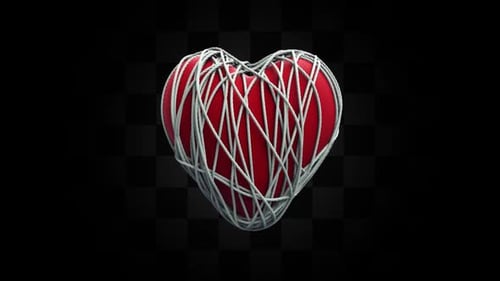 3D Heart Wrapped by Strings Animation