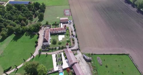 Aerial view of Bourbet Castle, France