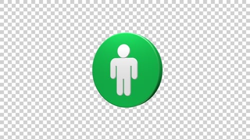Rotating 3D Person User Icon in Green Circle