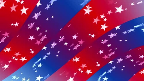 Animated Patriotic Stars and Wavy Stripes Background Loop