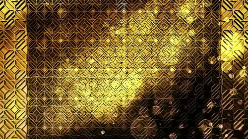 Golden Decorative Geometric Pattern Loop with Shimmering Particles