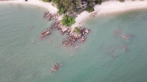 Aerial view rocky stone near coastal at Sungai Batu