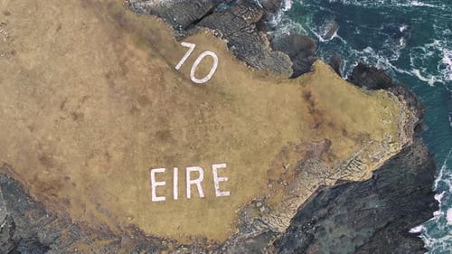 Aerial View of St. John's Point and the Eire 10 Marking Next To the Lighthouse, County Donegal