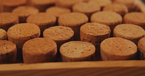 Corchos de vino sobre una vieja tabla de madera vintage