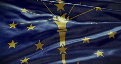 Realistic Waving Indiana State Flag Loop