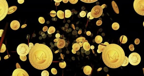 Vol en boucle de la crypto-monnaie Monero XMR entre les pièces d'or