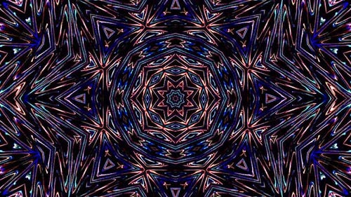 Glowing Neon Geometric Kaleidoscope Loop Background