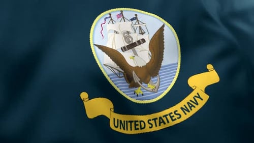 United States Navy Emblem Waving Flag Seamless Loop