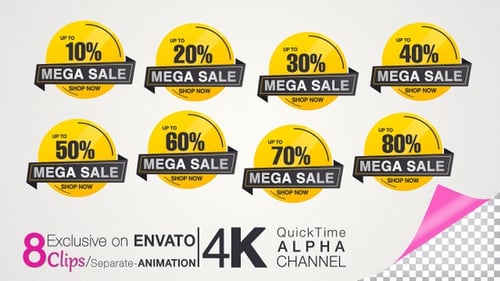 Modern Animated Mega Sale Discount Tags