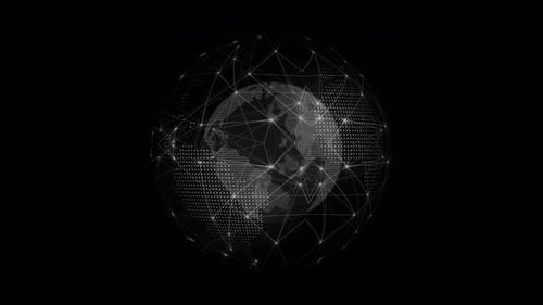 White Plexus Earth Animation On Black Background
