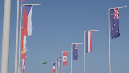 Flags of the World Fluttering in the Breeze