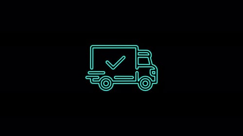 Neon Line Delivery Truck Animation with Checkmark