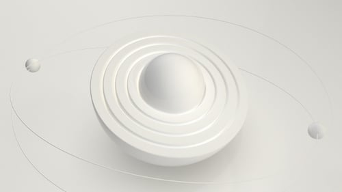 Abstract 3D Sphere Reveal Animation with Orbiting Elements