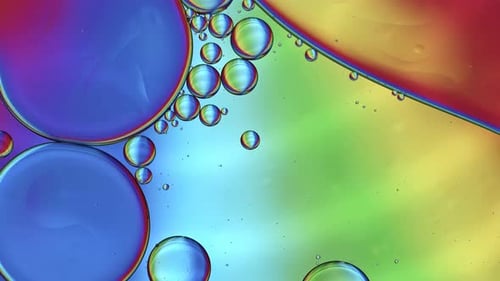 Abstract Macro View of Colorful Liquid Bubbles