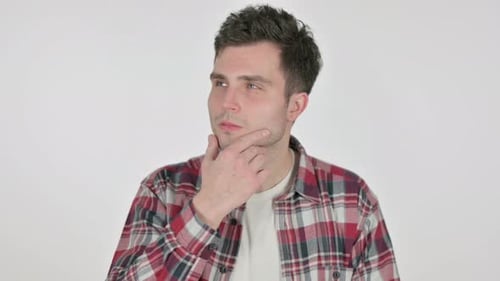 Portrait of Pensive Young Man Thinking and Getting Idea