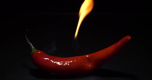 Fiery Red Chili Pepper on Fire
