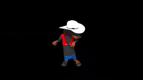 Animated Dachshund Dog Dabbing in Cowboy Hat and Sunglasses
