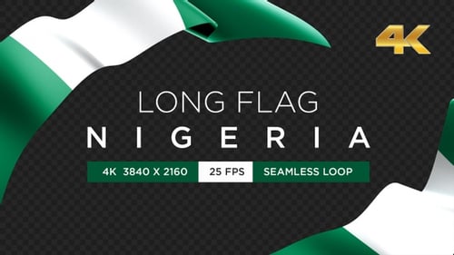 Waving Nigeria Flag Animation with Green and White Colors