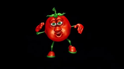 Danse en boucle de tomate amusante avec canal alpha et ombre