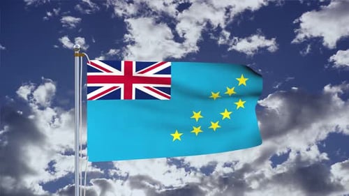 Realistic Waving Tuvalu Flag Animation