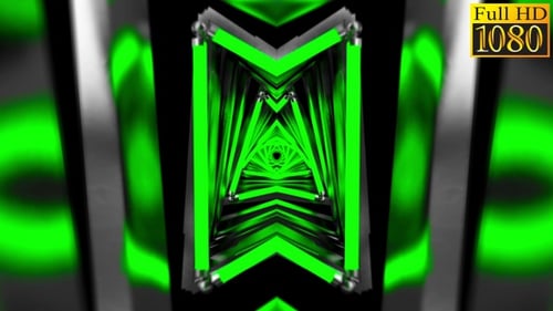 Neon Green Geometric Tunnel Motion Background Loop