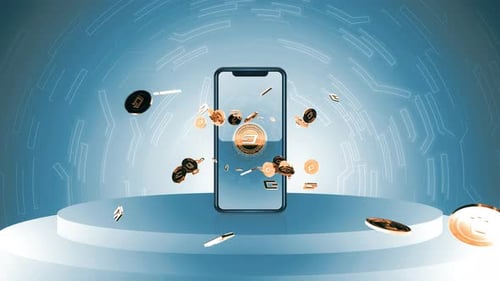 03 - 5 fond de crypto-monnaie DASH avec téléphone portable/mobile 4K