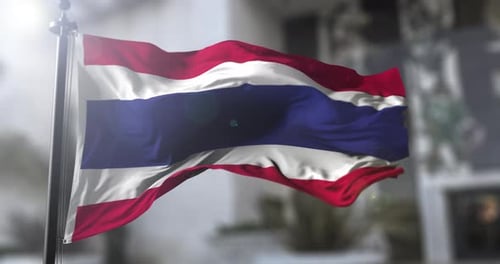 Realistic Thai Flag Waving on a Pole