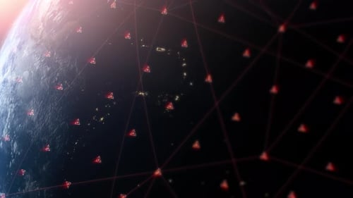 Animated Global Network Connecting Data Points on Earth