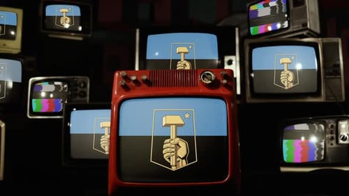 Retro TVs Display Flag of Donetsk Oblast