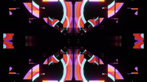 Animación en VJ Loop de un reluciente túnel de neón, caleidoscopio