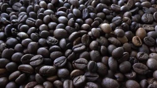 Close up of roasted coffee beans