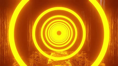 Glowing Geometric Rings Tunnel Entrance Loop Background