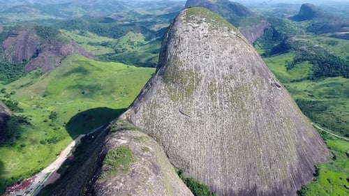 Aerial View of Large Mountain Rock Formation