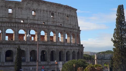 Ancient Colosseum in Rome, Italy on Sunny Day