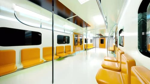 3D Animation of the interior of a empty subway wagon