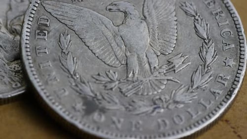 Foto rotativa filmagens de moedas americanas antigas - MONEY 0088
