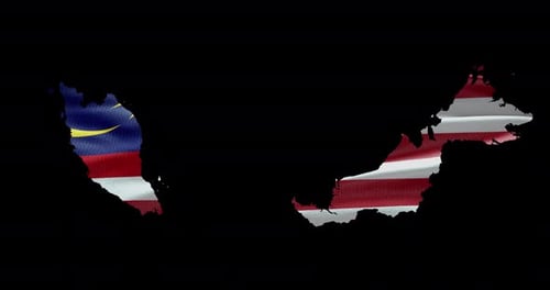 Malaysia Map Waving Flag National Identity Animation